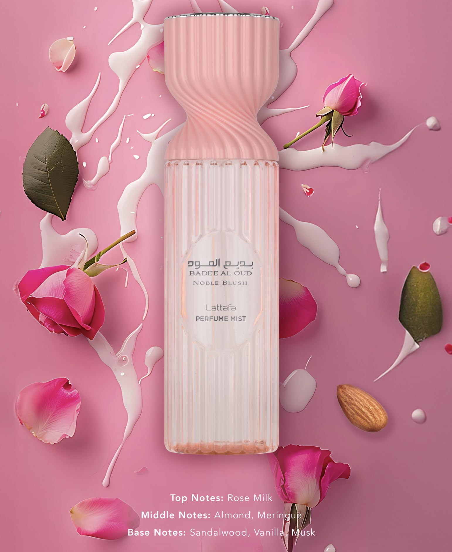 Lattafa Badee Al Oud Noble Blush Perfume Mist 250ml – Rose Milk, Almond & Vanilla