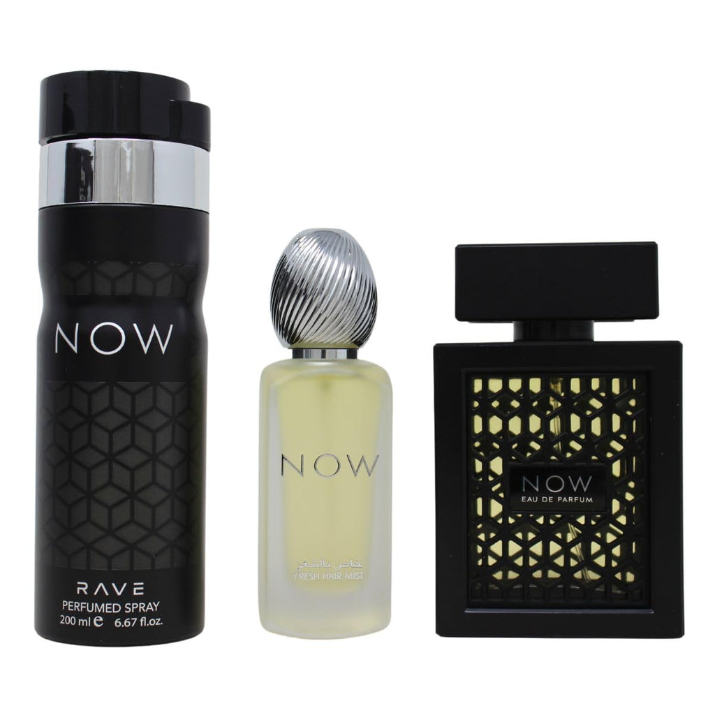 Lattafa Rave Now for Men 3-Piece Gift Set | EDP 3.4oz + Hair Mist 1.7oz + Deodorant 6.7oz