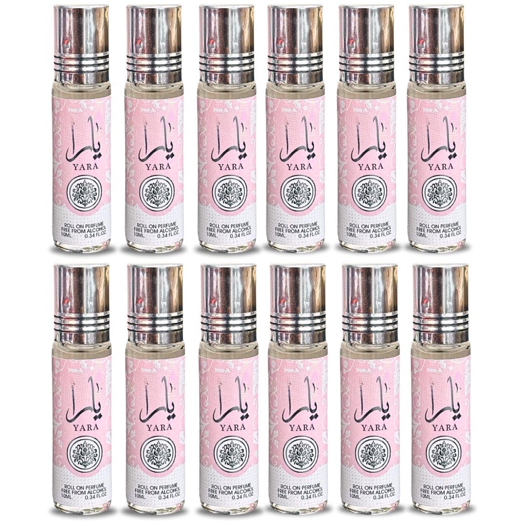 Lattafa Yara Roll-On Perfume Oil – 12 x 10 ml (0.34 fl oz) | Alcohol-Free & Long-Lasting