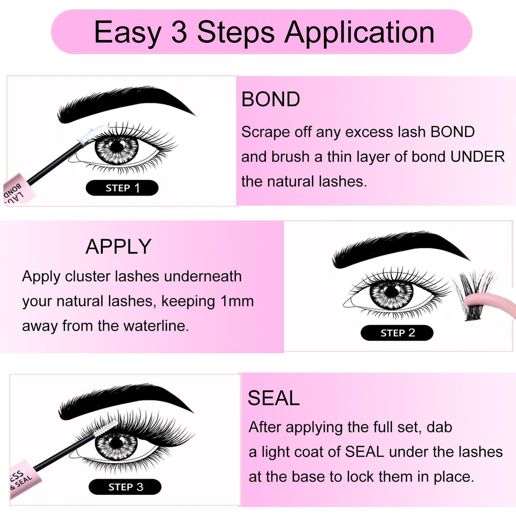 LAUBESS Lash Bond & Seal Clear Lash Glue – DIY Extensions, Waterproof, 48–72 Hour Hold