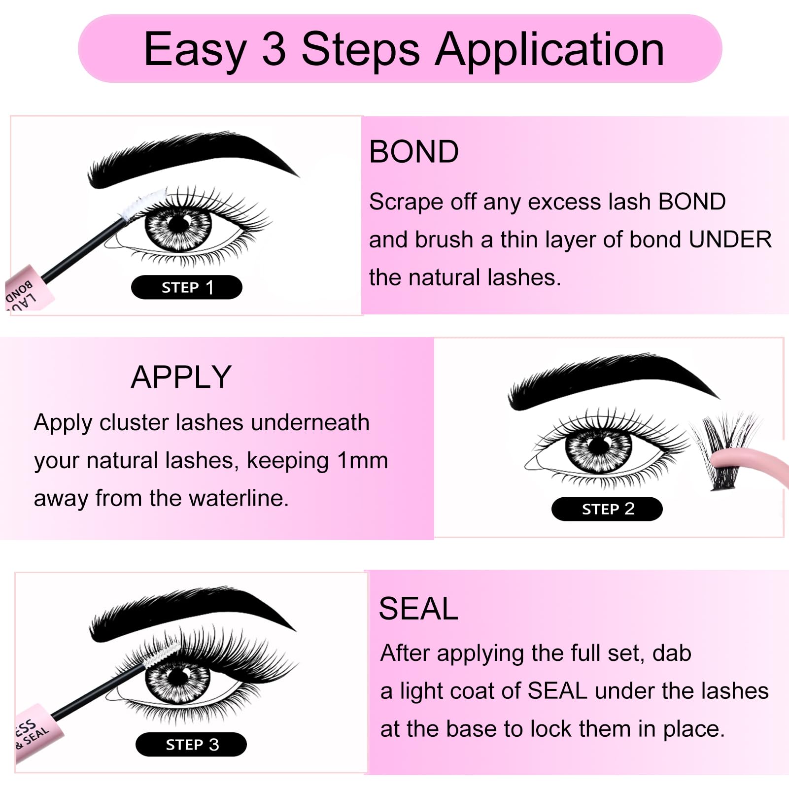 LAUBESS Lash Bond & Seal Clear Lash Glue – DIY Extensions, Waterproof, 48–72 Hour Hold