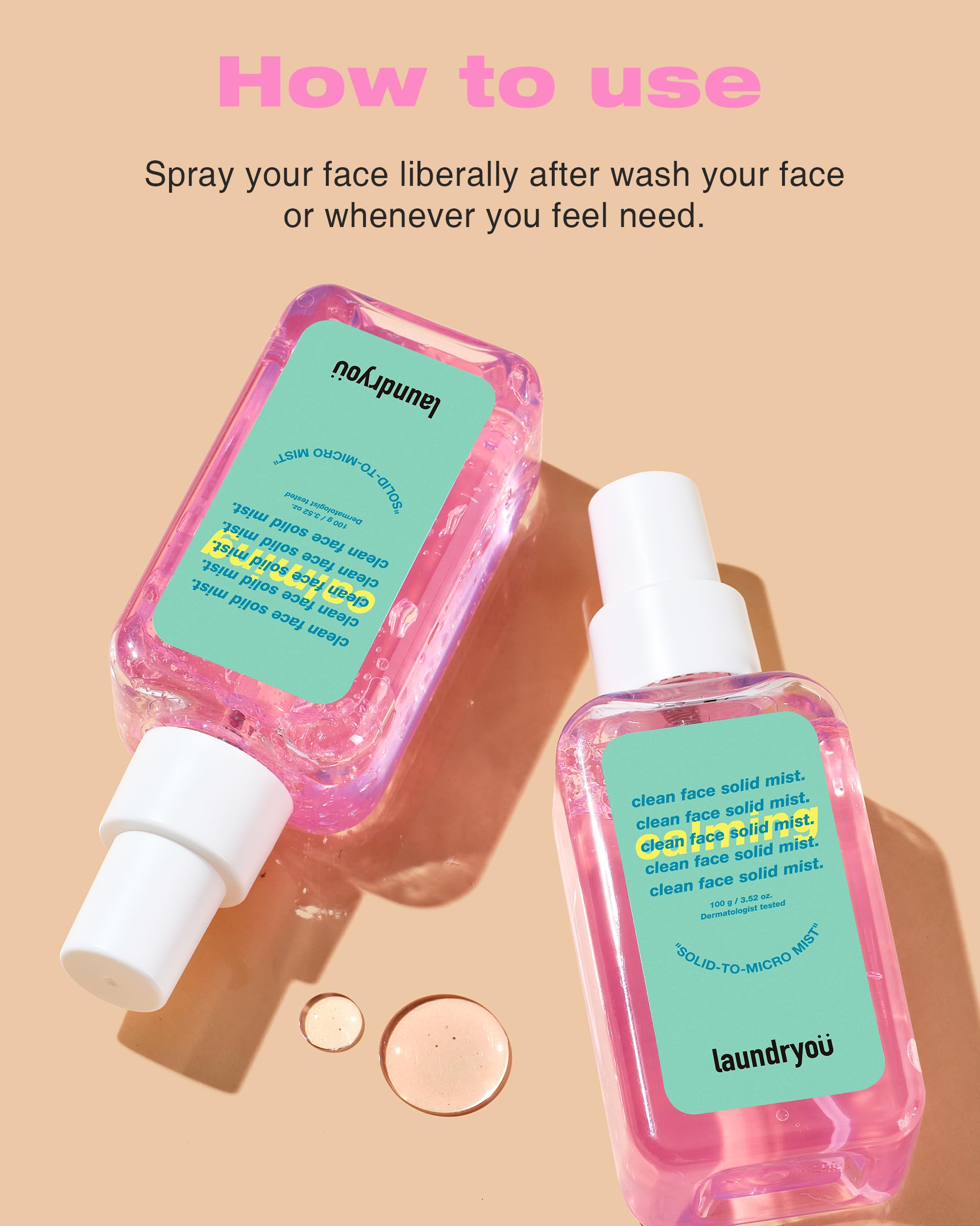 LAUNDRYOU Clean Face Gel-To-Mist Hydrating Spray Serum for Redness Relief – Korean Skincare for Sensitive Skin
