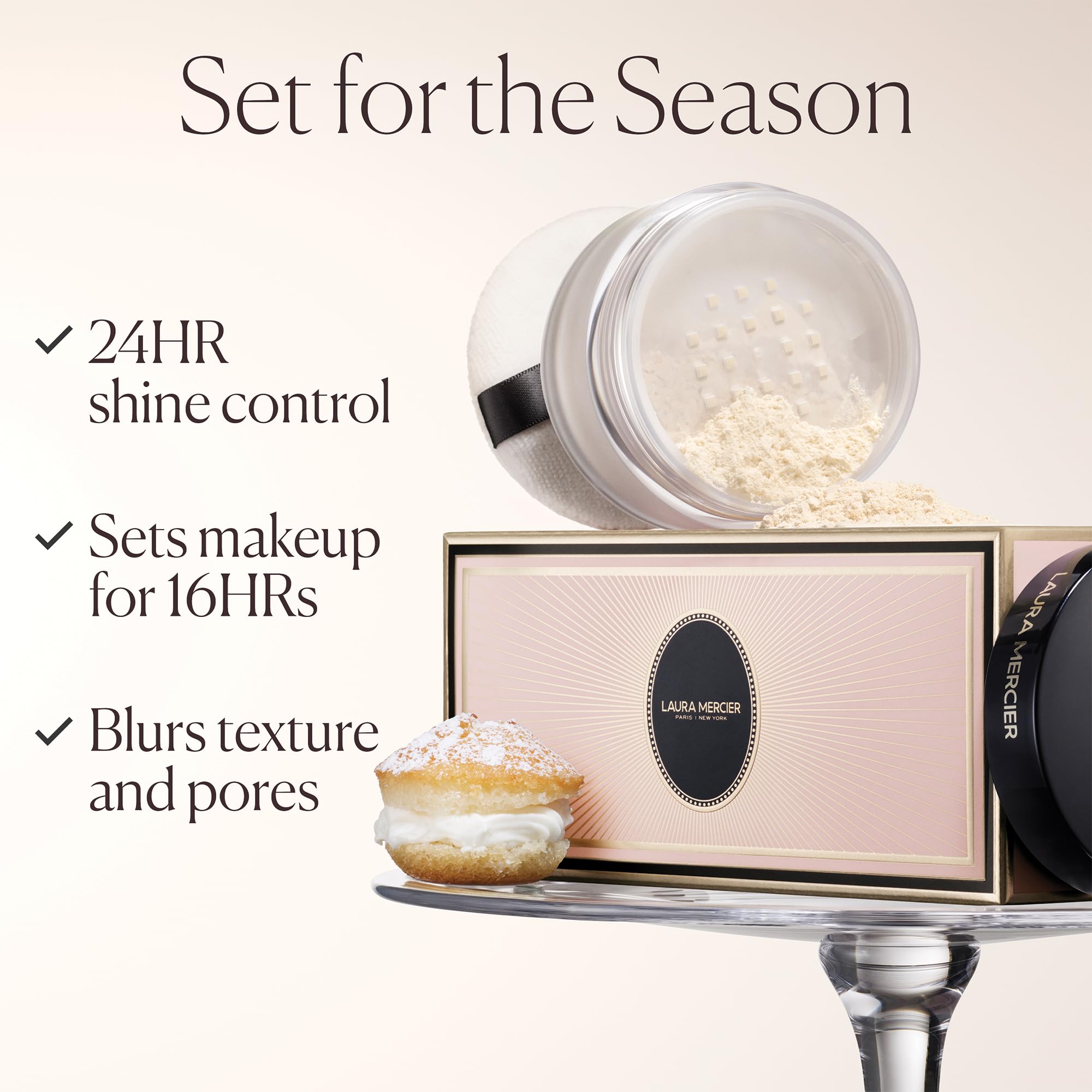 Laura Mercier Translucent Loose Setting Powder with Velour Puff | Soft Matte Finish, 16-Hour Wear