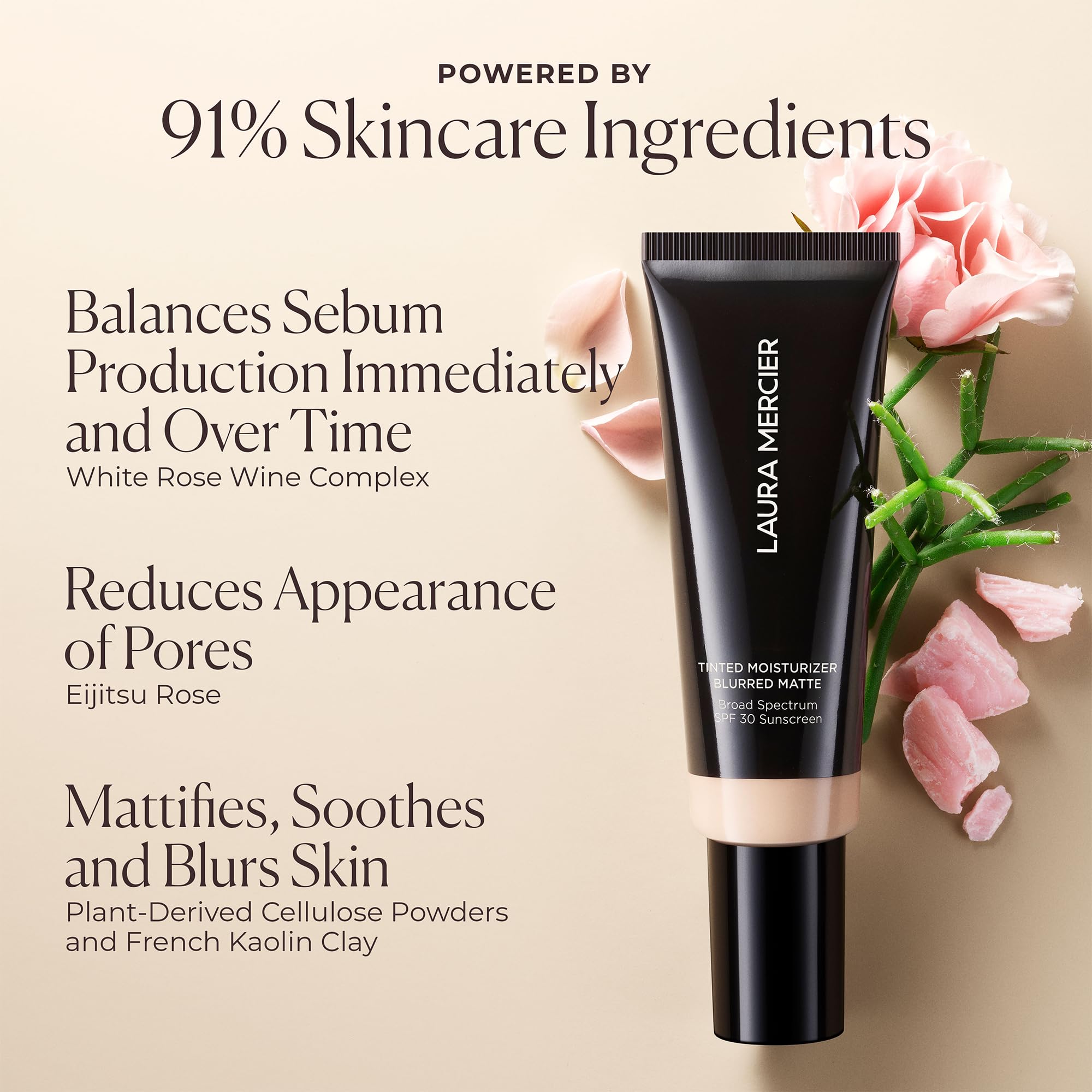 Laura Mercier Tinted Moisturizer Blurred Matte SPF 30 – Oil-Free, Buildable Coverage, Pore Blur, Mini Size
