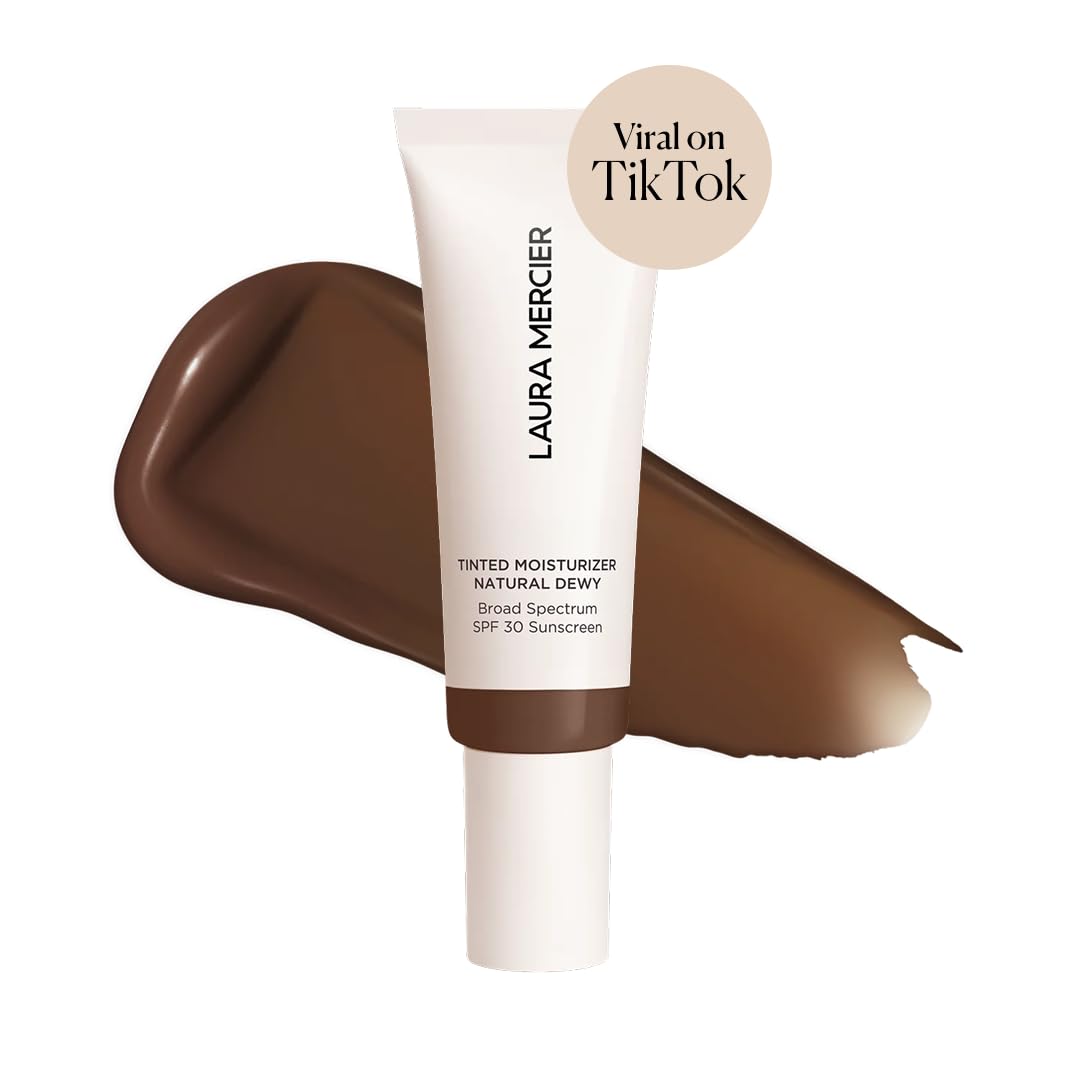 Laura Mercier Tinted Moisturizer Natural Dewy SPF 30 in Sable – 24HR Hydration, Buildable Sheer to Light Coverage