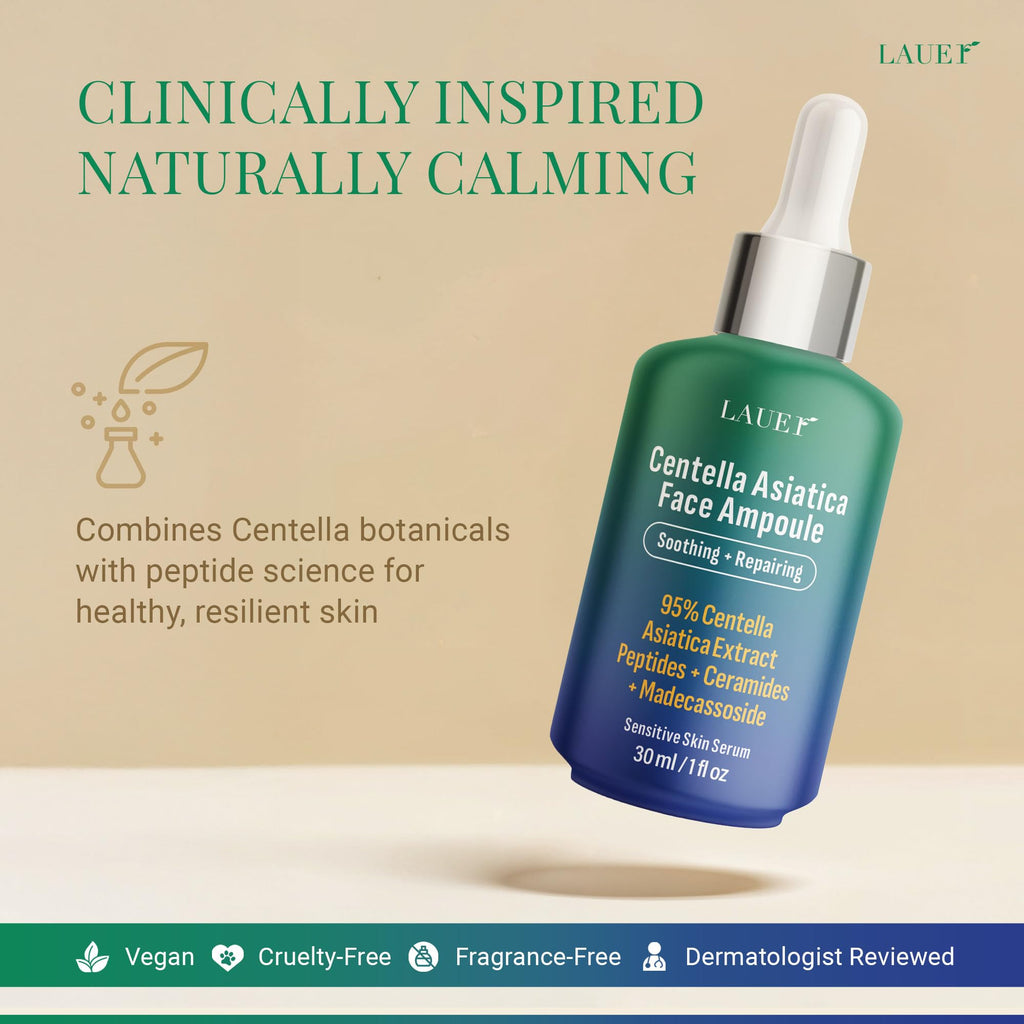 LAUER COSMETIC Centella Asiatica Ampoule Serum 95% Madagascar Extract – Redness Relief & Barrier Repair
