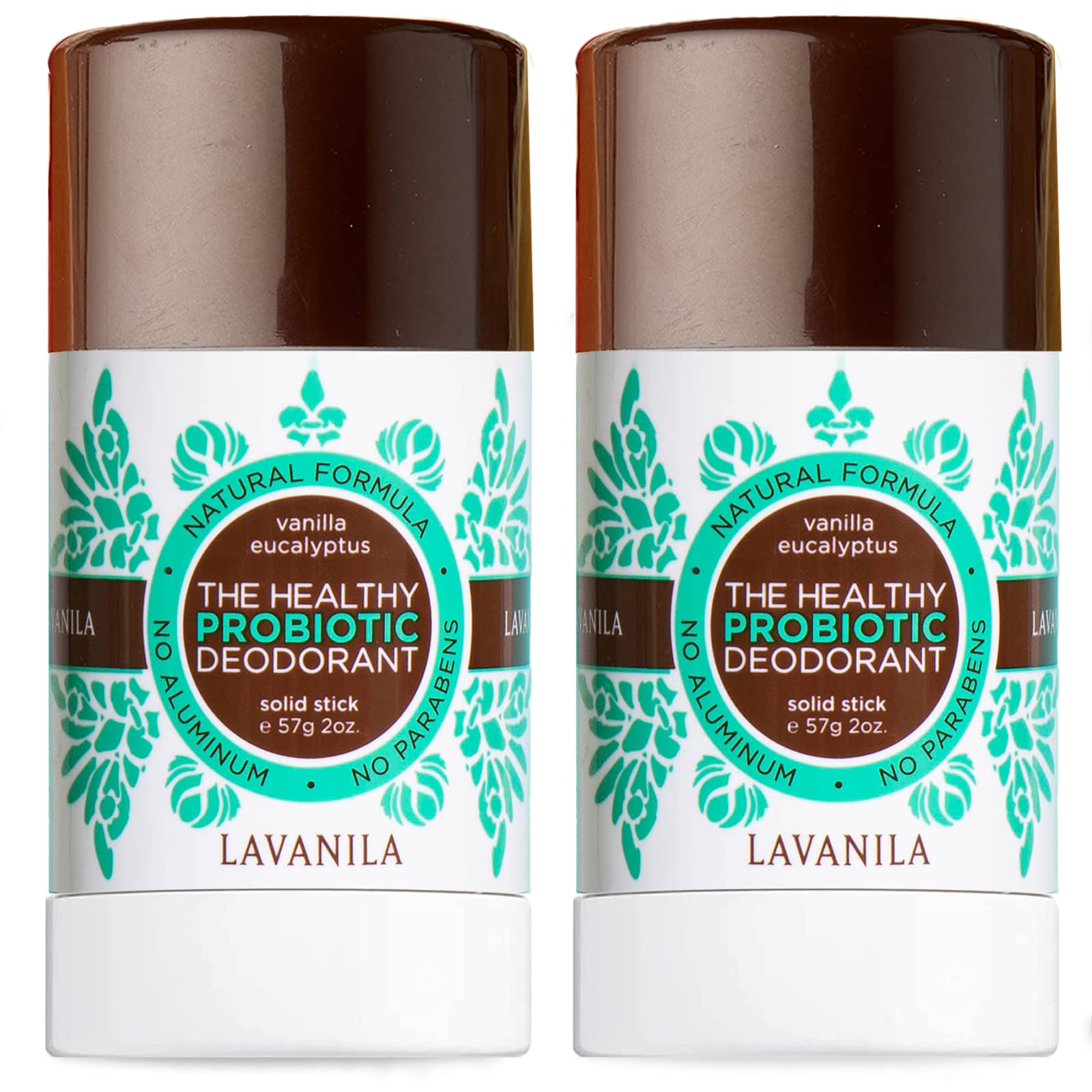 Lavanila Vanilla Eucalyptus Aluminum Free Deodorant 2-Pack – Natural Vegan Stick for Men & Women | Made in USA
