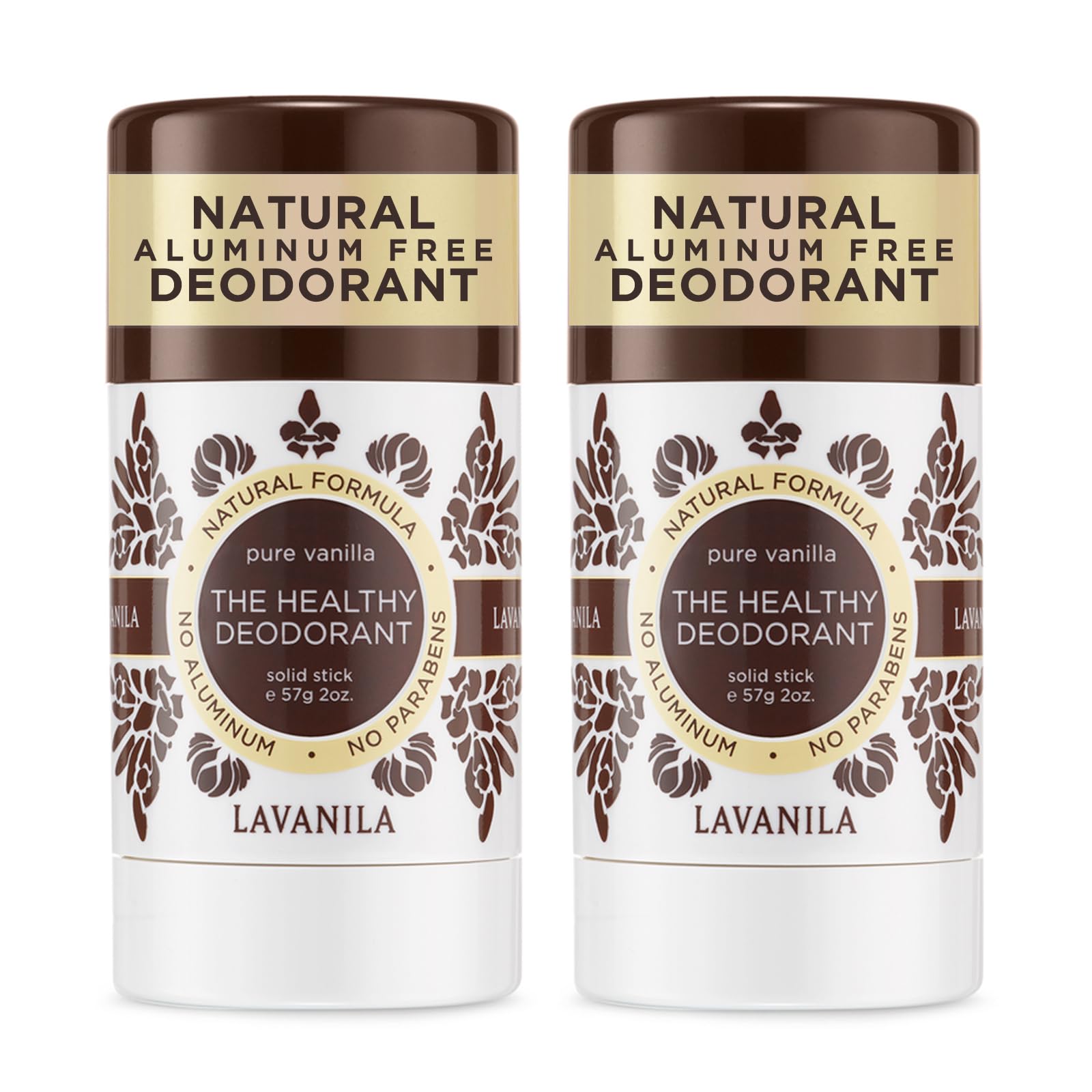 Lavanila Pure Vanilla Deodorant for Women – Aluminum-Free 2-Pack (2 oz Each) | Vegan & Made in USA