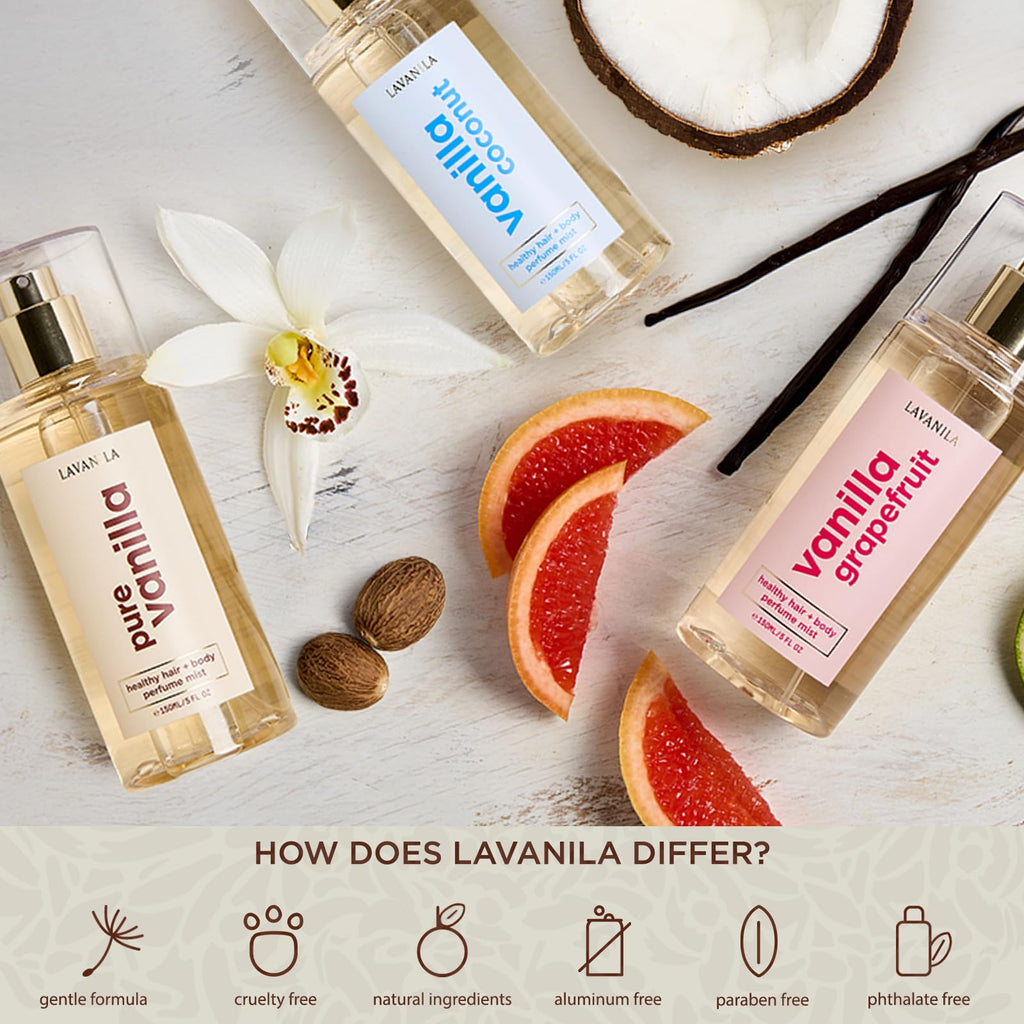 Lavanila Vanilla Coconut Healthy Hair + Body Perfume Mist – 5 Fl Oz | Jojoba Oil, Madagascar Vanilla, Coconut