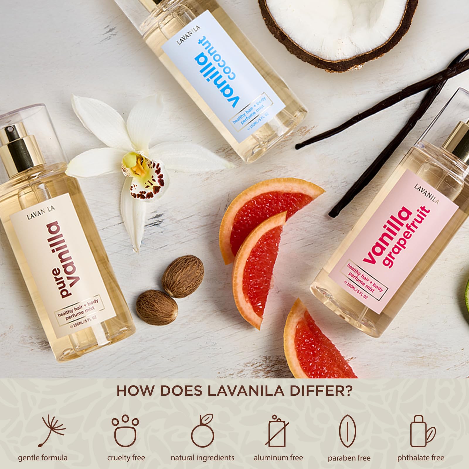 Lavanila Vanilla Coconut Healthy Hair + Body Perfume Mist – 5 Fl Oz | Jojoba Oil, Madagascar Vanilla, Coconut