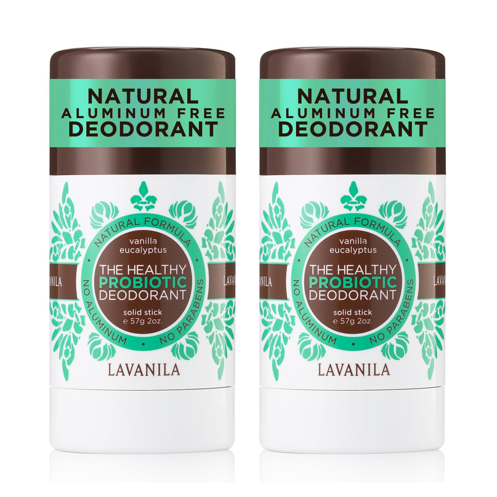 Lavanila Vanilla Eucalyptus Aluminum Free Deodorant 2-Pack – Natural Vegan Stick for Men & Women | Made in USA