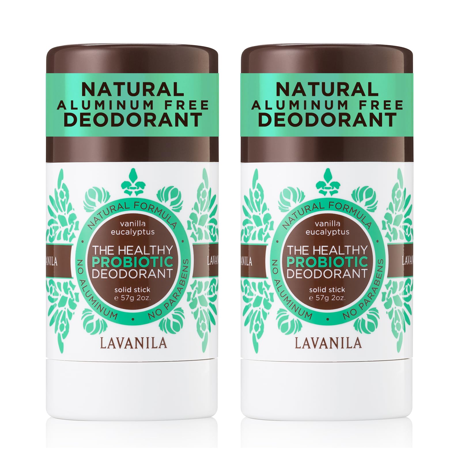 Lavanila Vanilla Eucalyptus Aluminum Free Deodorant 2-Pack – Natural Vegan Stick for Men & Women | Made in USA