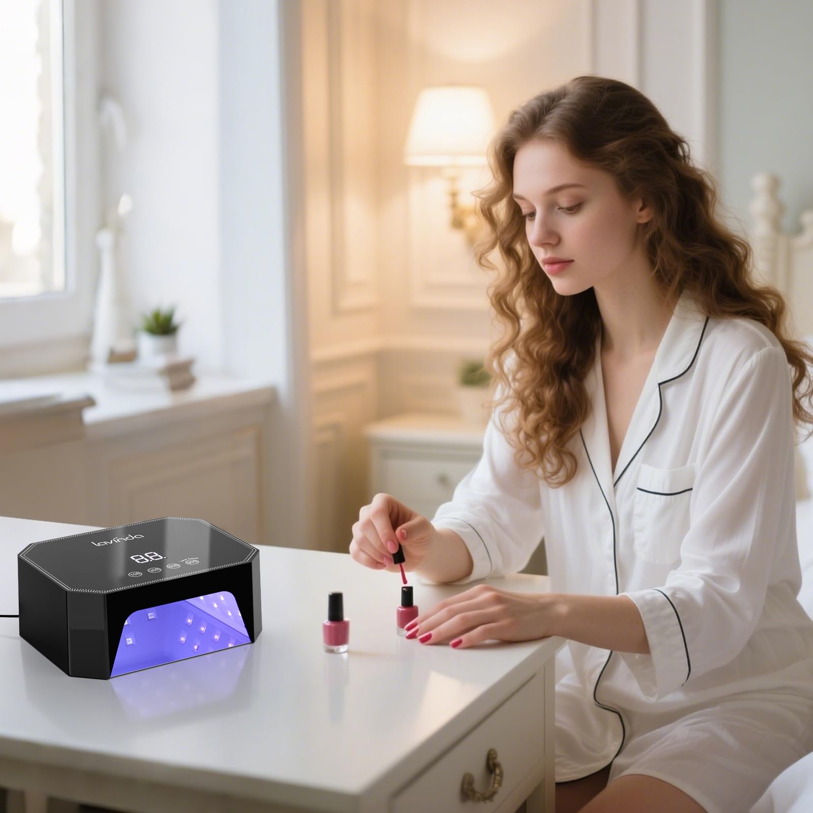 Lavinda 54W UV LED Nail Lamp – LCD Display, Auto Sensor, 4 Timers, Dual Wavelength