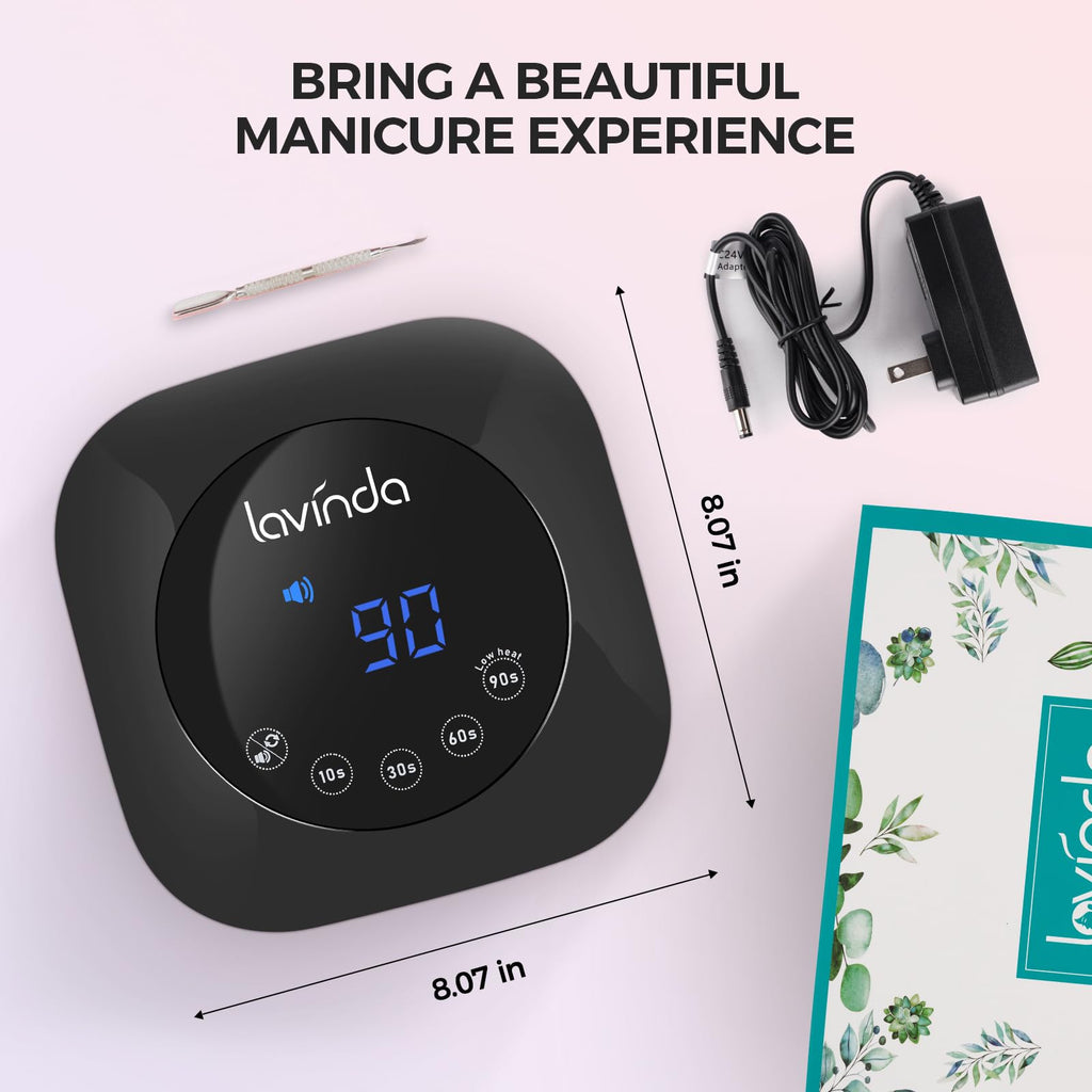 Lavinda 54W UV LED Nail Lamp – Fast Gel Curing, 4 Timers, Detachable Base