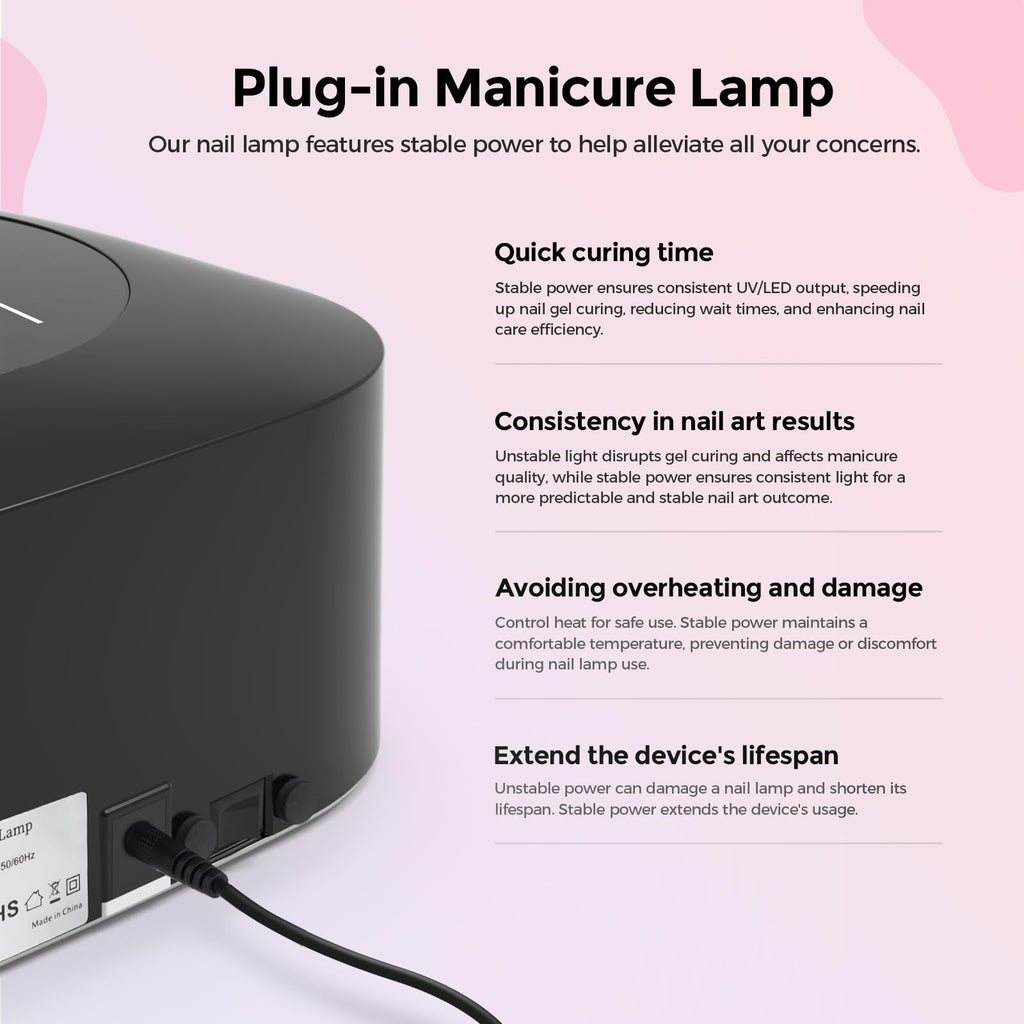 Lavinda 54W UV LED Nail Lamp – Fast Gel Curing, 4 Timers, Detachable Base
