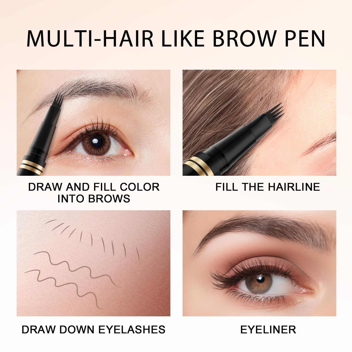 LAVONE Eyebrow Pen 2-in-1 Waterproof Microblading Brow Pencil – Brunette