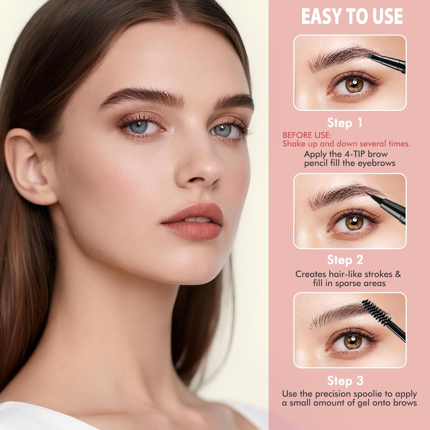 LAVONE Eyebrow Pencil Kit — Waterproof Microblading Pen, Gel & Eyeliner