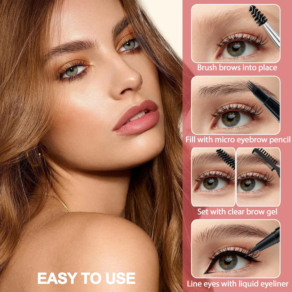 LAVONE Eyebrow Pencil Kit — Waterproof Microblading Pen, Gel & Eyeliner