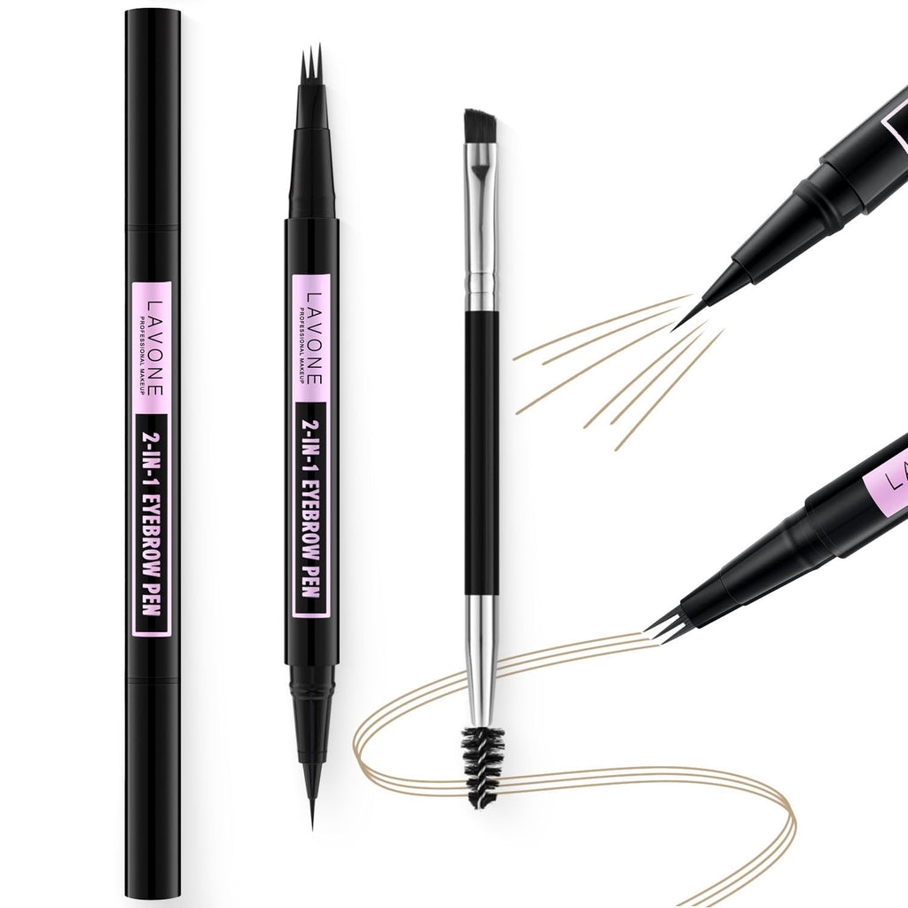 LAVONE Eyebrow Pencil 2-in-1 Waterproof Pen – 3-Tip Microblade, Ultra-Precise Brow (Blonde)