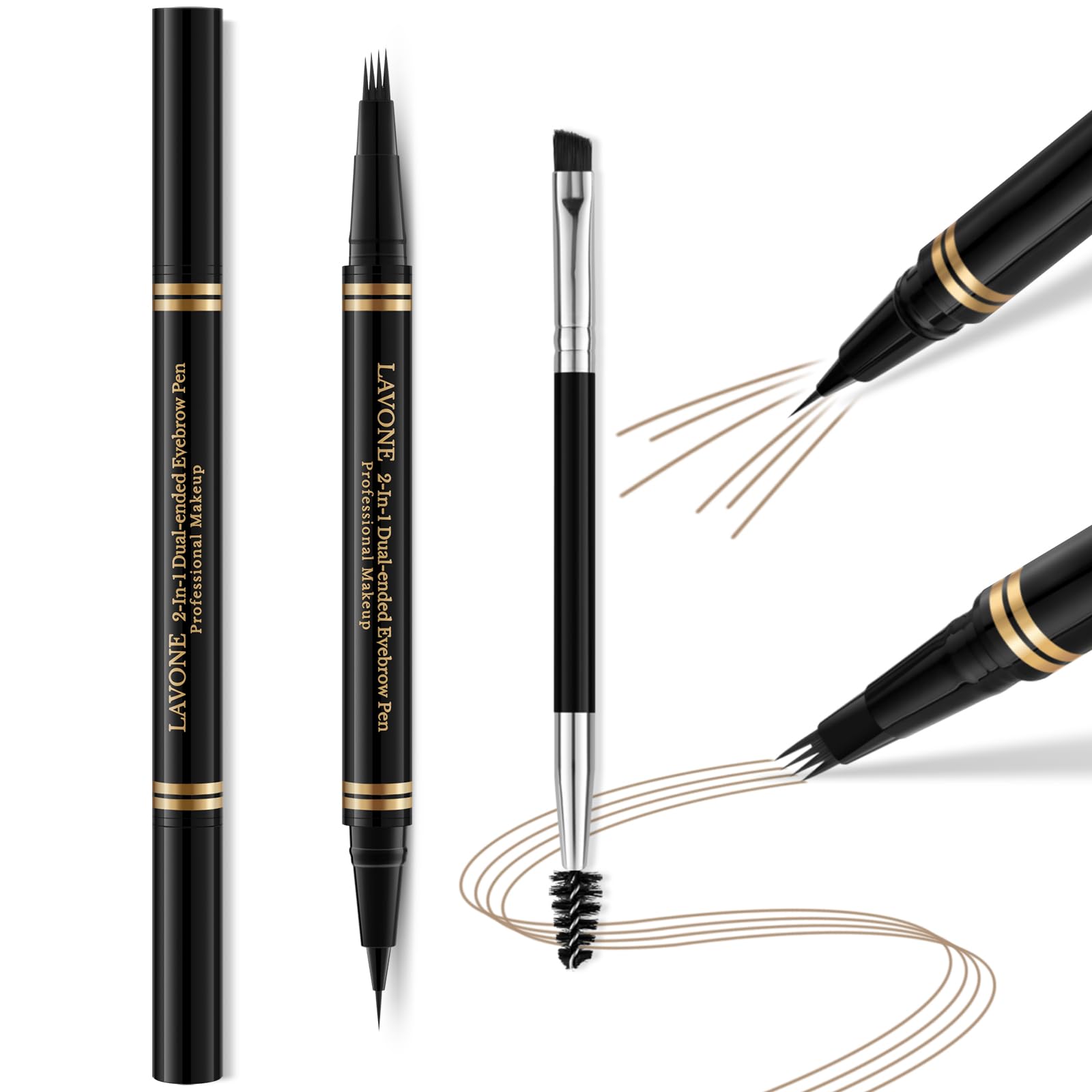 LAVONE 2-in-1 Microblading Eyebrow Pen – Waterproof Taupe, Ultra-Precise, Dual-Ended Brush