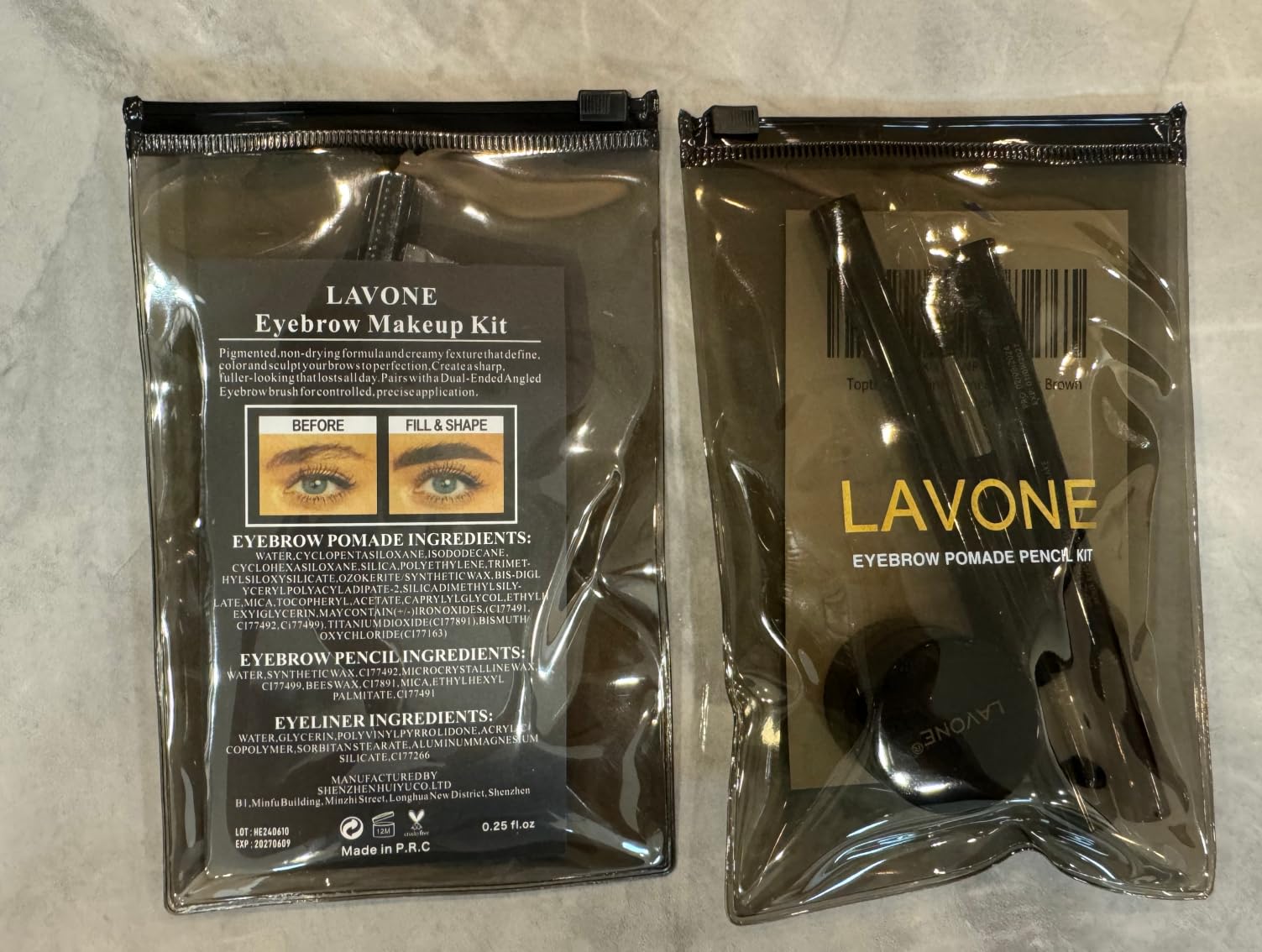 LAVONE Eyebrow Stamp Pencil Kit – Waterproof Brow Pencil, Eyeliner & Pomade (Dark Coffee)