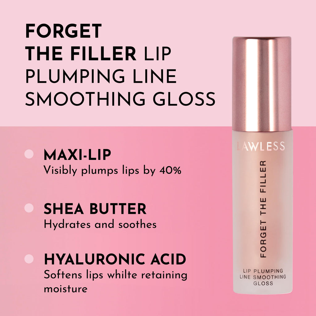 Lawless Forget the Filler Lip Plumping Gloss – Glazed | Line-Smoothing, 0.11 oz