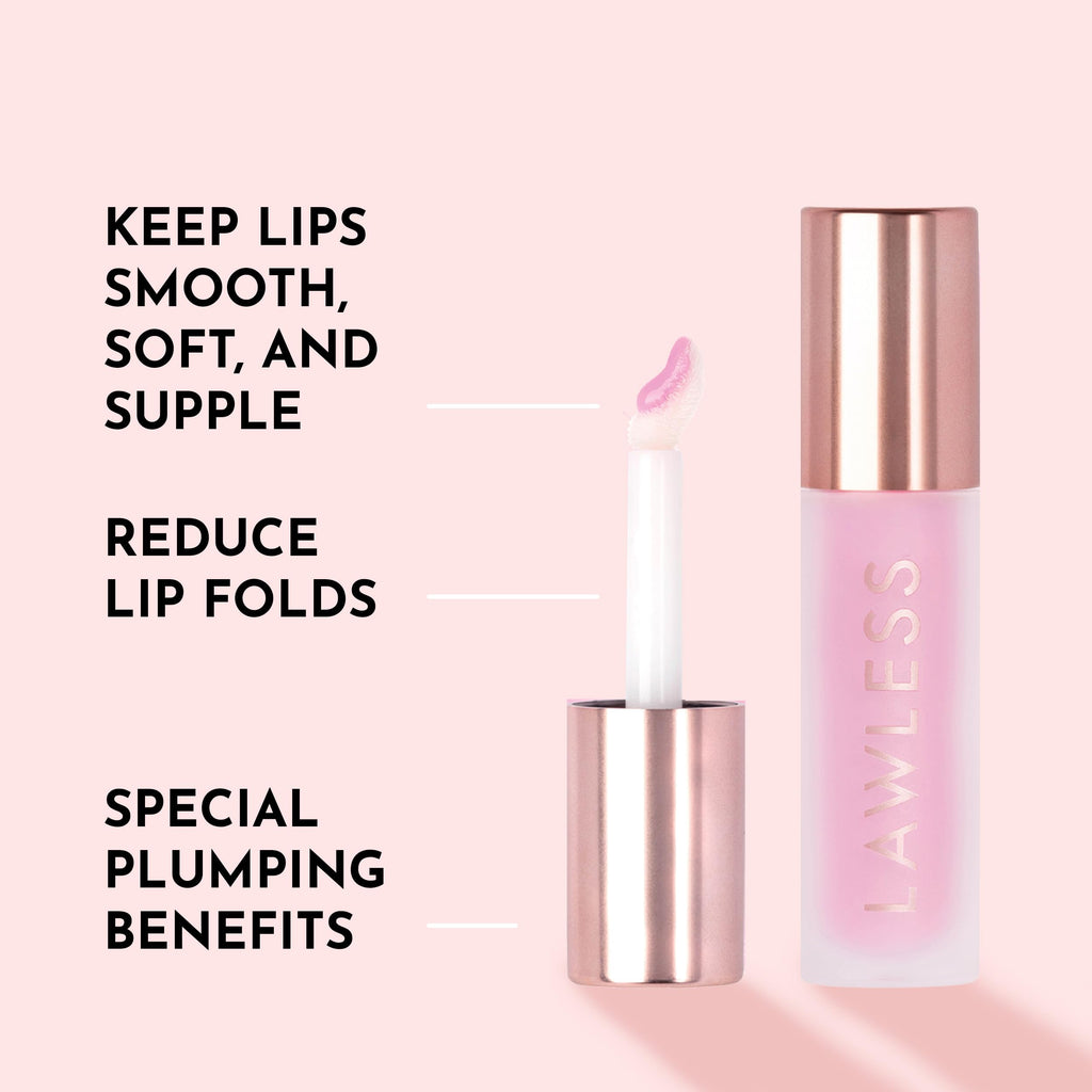 Lawless Forget the Filler Lip Plumping Gloss - Strawberry Milkshake (0.11 oz) | Vegan, Cruelty-Free, Hydrating Shine