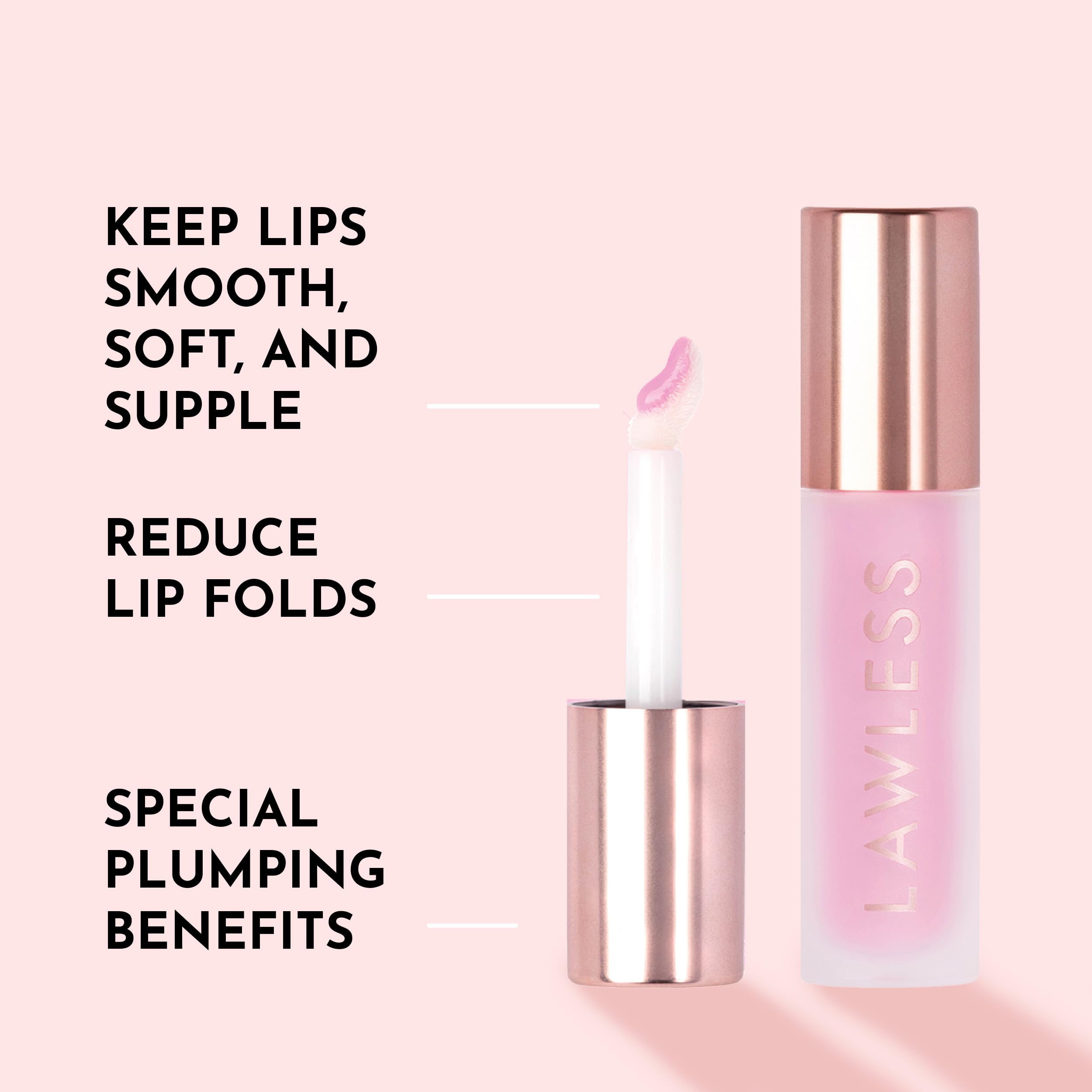 Lawless Forget the Filler Lip Plumping Gloss - Strawberry Milkshake (0.11 oz) | Vegan, Cruelty-Free, Hydrating Shine