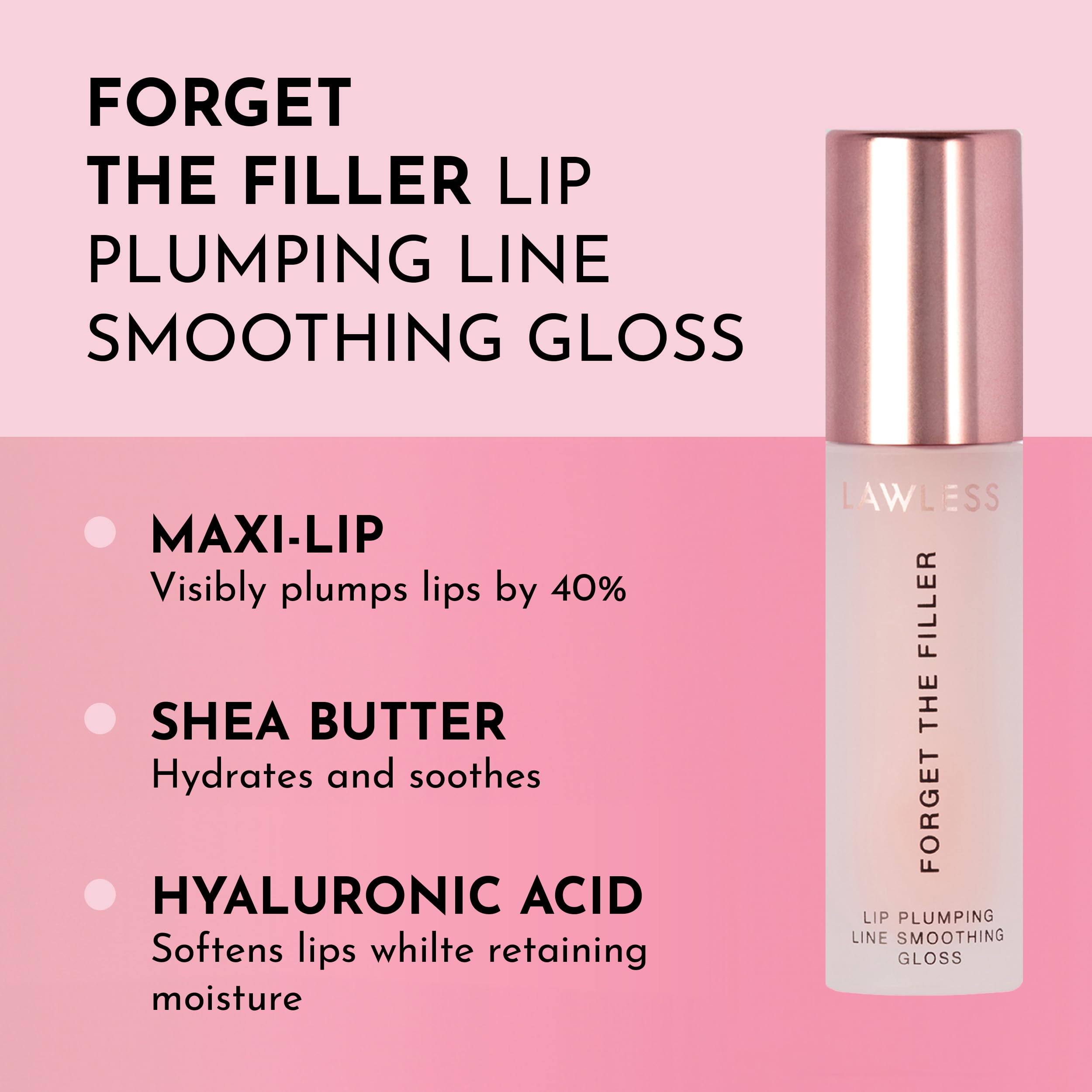 Lawless Forget The Filler Lip Plumper Line Gloss Rosy Outlook Pink 0.11 Fl Oz (Pack of 1)