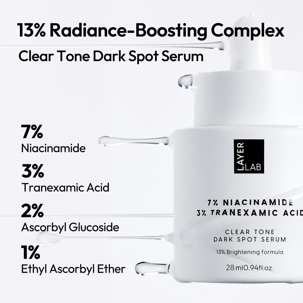 LAYERLAB Niacinamide 7% & Tranexamic Acid 3% Serum | 13% Radiance Complex | Dark Spot Appearance | 0.94 fl oz