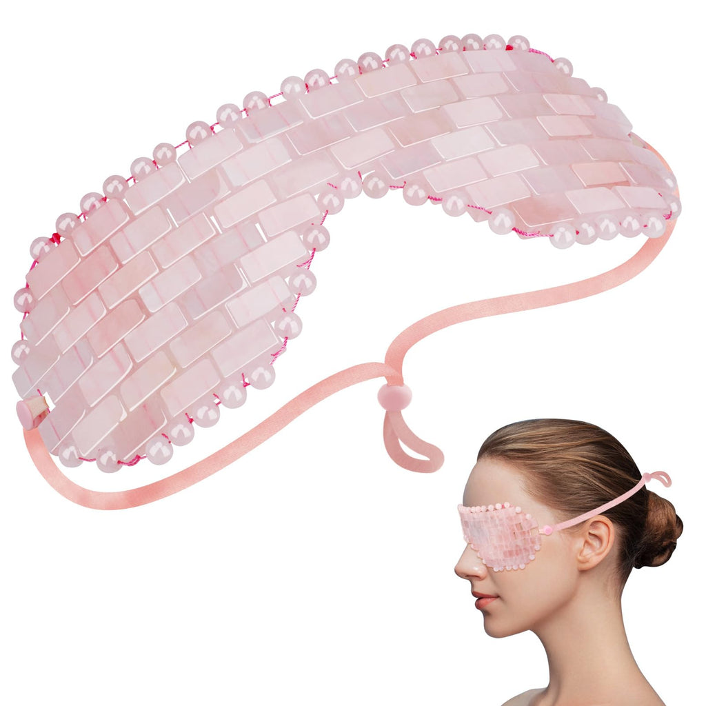 LazyGa Rose Quartz Eye Mask – Hot or Cold Therapy for Puffiness, Dark Circles