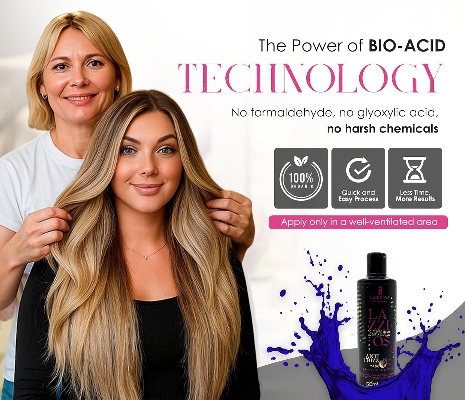 Lazzios Caviar Organic Hair Protein – Formaldehyde-Free Brazilian Keratin Treatment | 120 ml