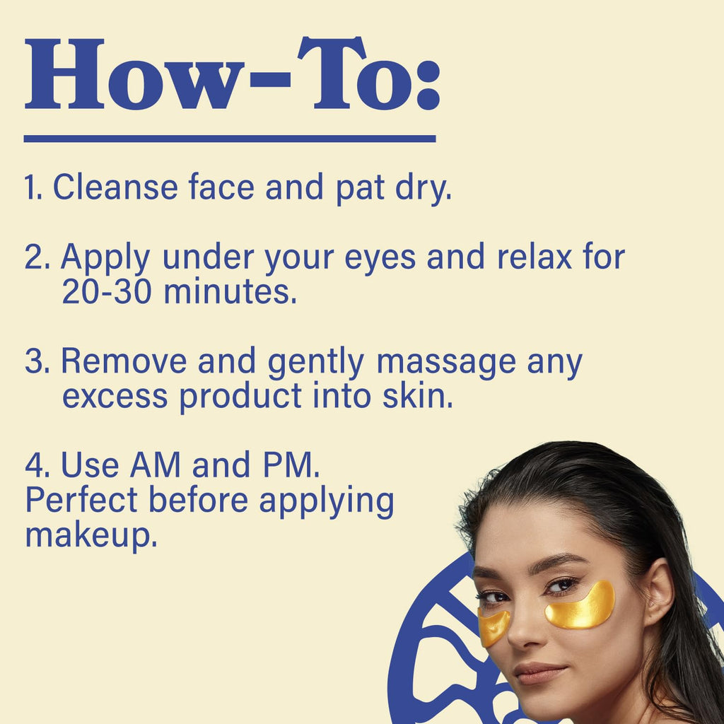 LE GUSHE Gold Under Eye Patches – Puffy Eyes & Dark Circles, 30 Pairs