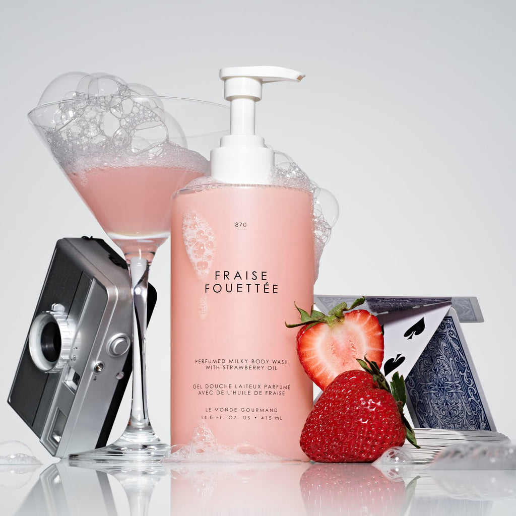 Le Monde Gourmand Strawberry Whipped Milky Body Wash – 14 oz / 414 ml | Vanilla, Strawberry & Sugar Notes | Vegan & Cruelty-Free