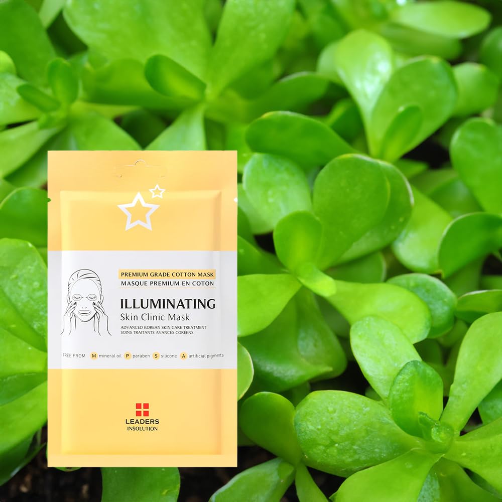 Leaders Insolution Illuminating Skin Clinic Mask | Omega-3, Purslane, Niacinamide | 100% Cotton