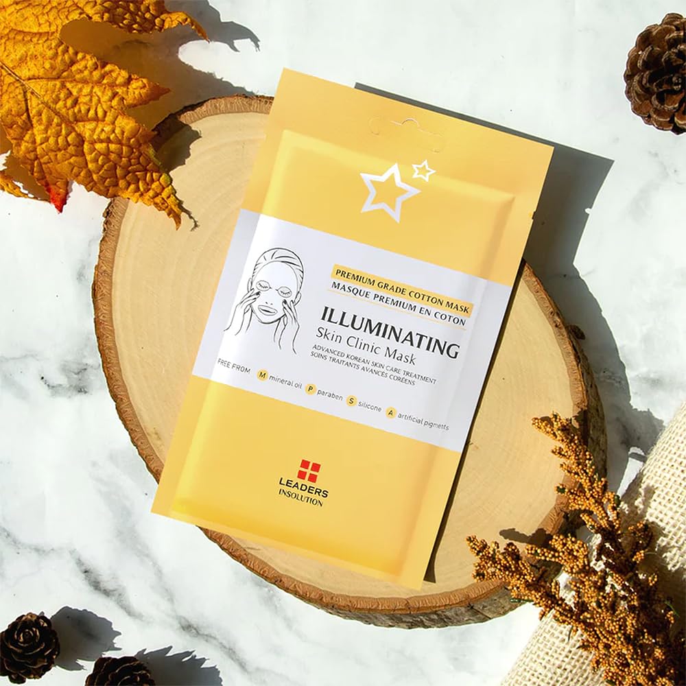 Leaders Insolution Illuminating Skin Clinic Mask | Omega-3, Purslane, Niacinamide | 100% Cotton