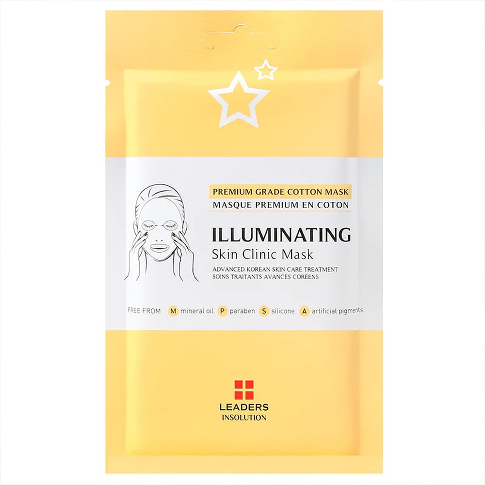 Leaders Insolution Illuminating Skin Clinic Mask | Omega-3, Purslane, Niacinamide | 100% Cotton