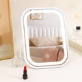 Leadzones Rechargeable Desk Vanity Mirror with Lights — 8x6 Inch Foldable