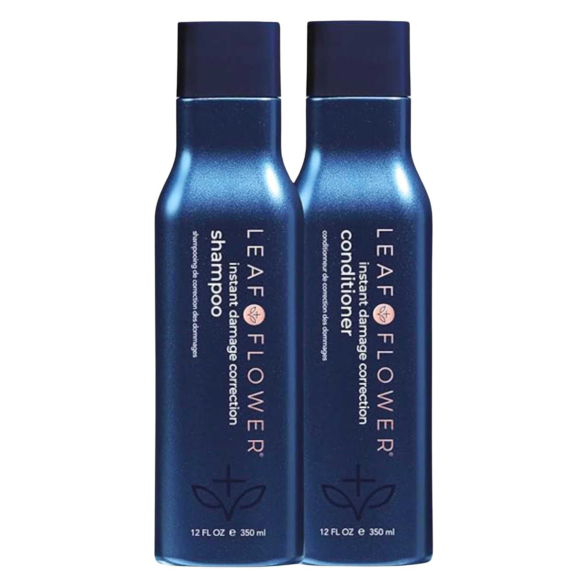 Leaf & Flower Shampoo & Conditioner Duo – 12 oz Blue Packaging for Damage Repair and Gentle Care