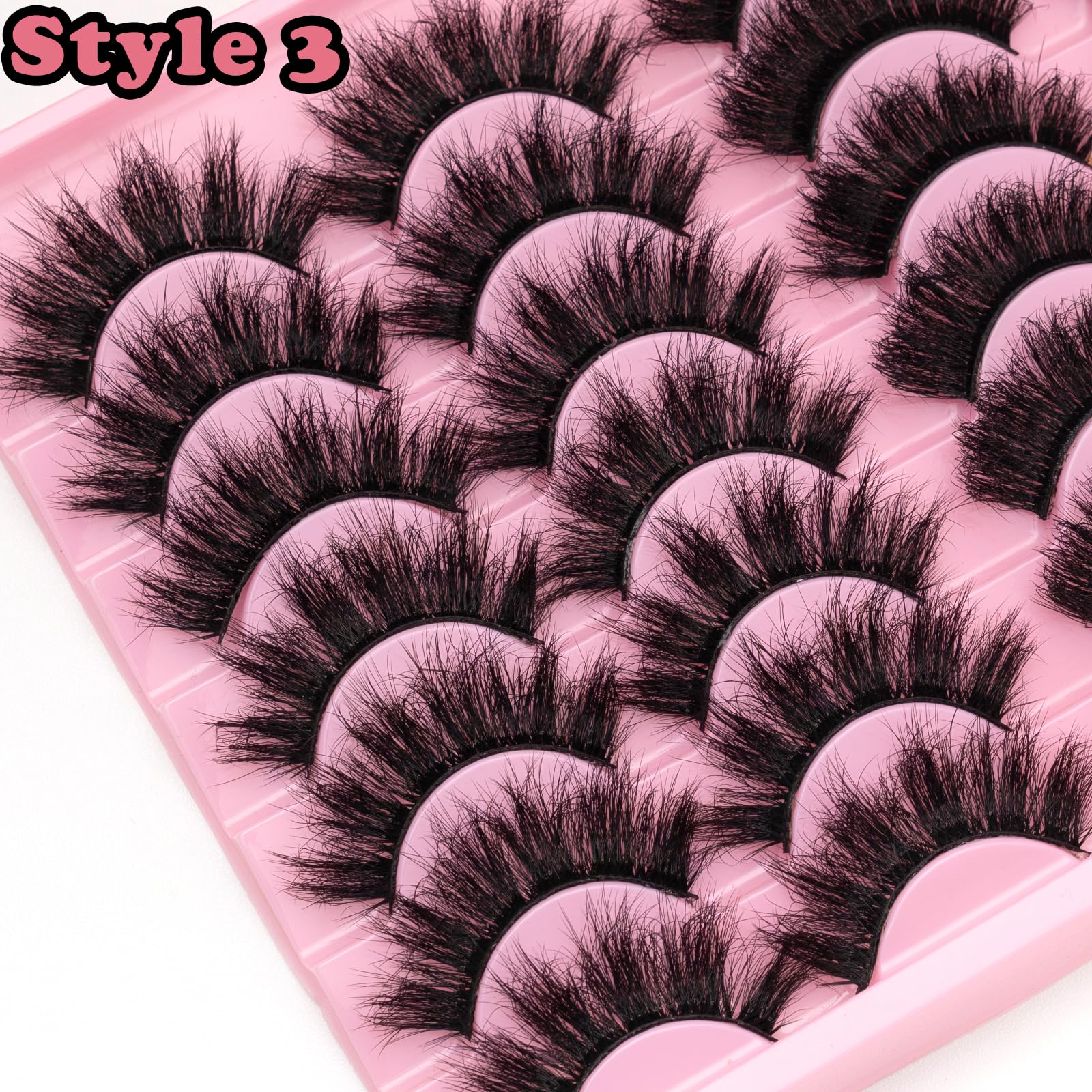 LEAFMOON Wispy Mink Lashes – 21 Pairs, 3 Styles, 8D Volume, 14–18mm Cat-Eye
