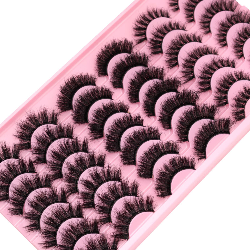 LEAFMOON Wispy Mink Lashes – 21 Pairs, 3 Styles, 8D Volume, 14–18mm Cat-Eye