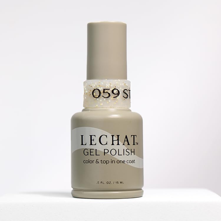 LECHAT Starfall Gel Polish – One-Coat Color & Top, Holographic Gold Glitter