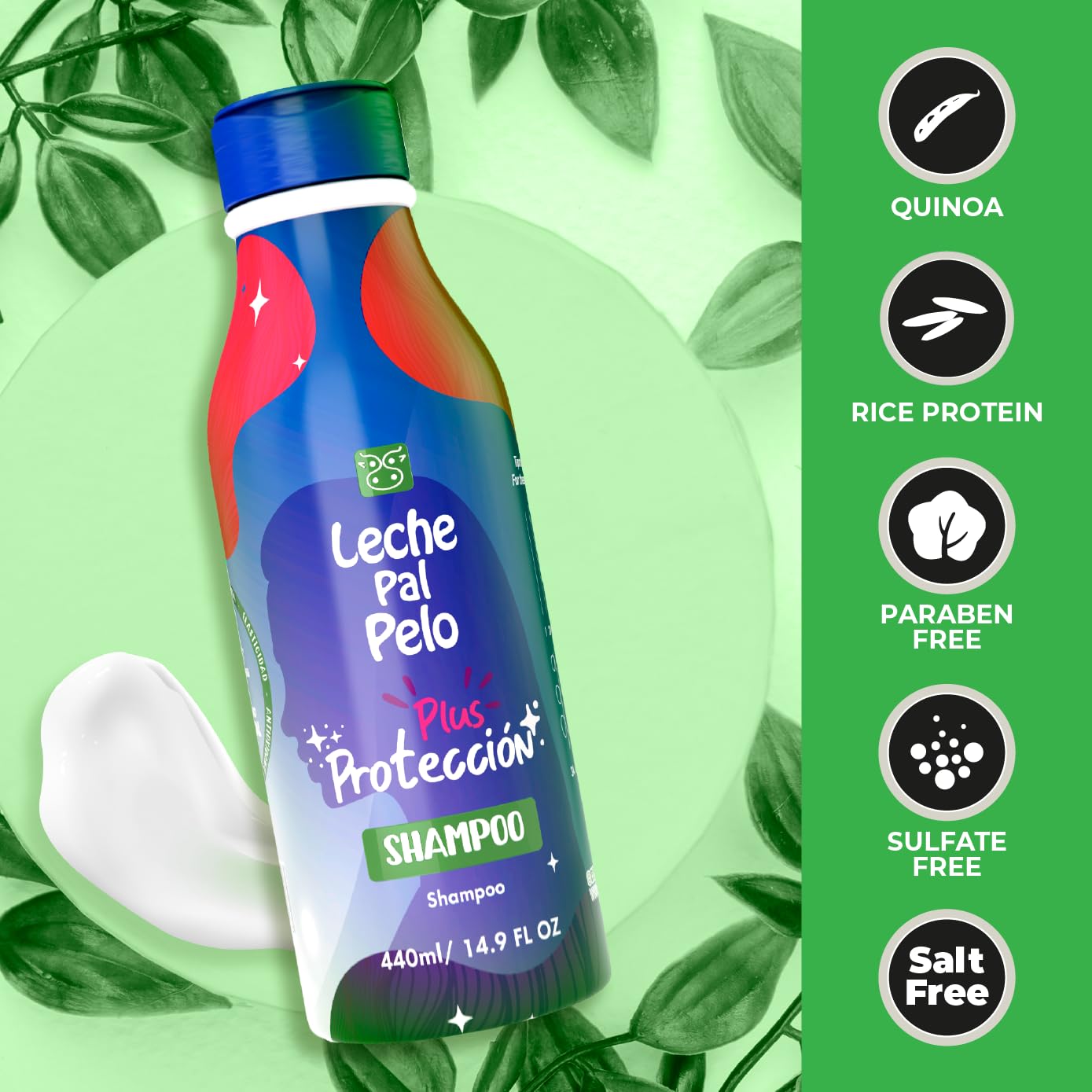 Leche Pal Pelo Quinoa & Rice Protein Color Guard Shampoo | Color-Safe, Vegan (14.9 oz)