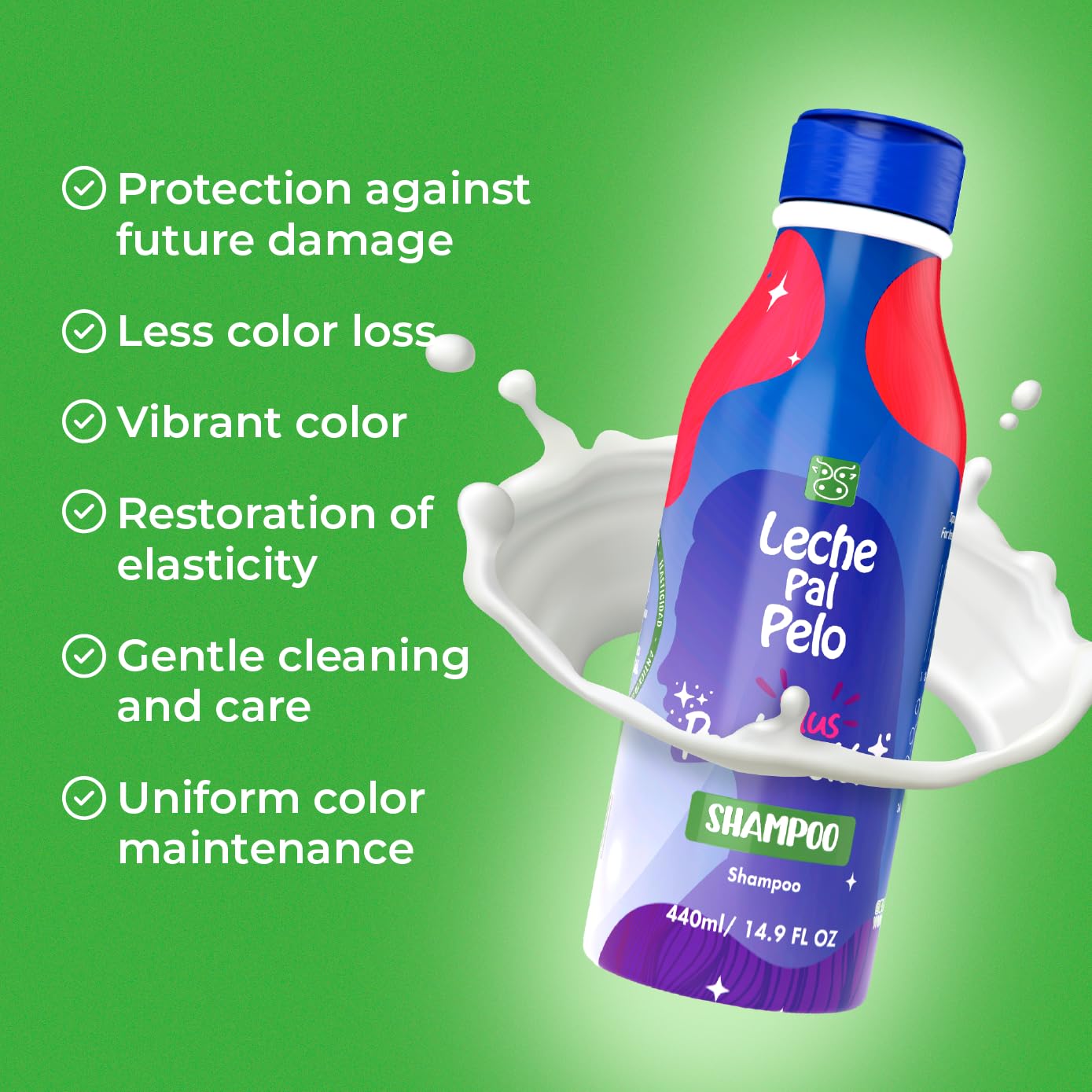 Leche Pal Pelo Quinoa & Rice Protein Color Guard Shampoo | Color-Safe, Vegan (14.9 oz)