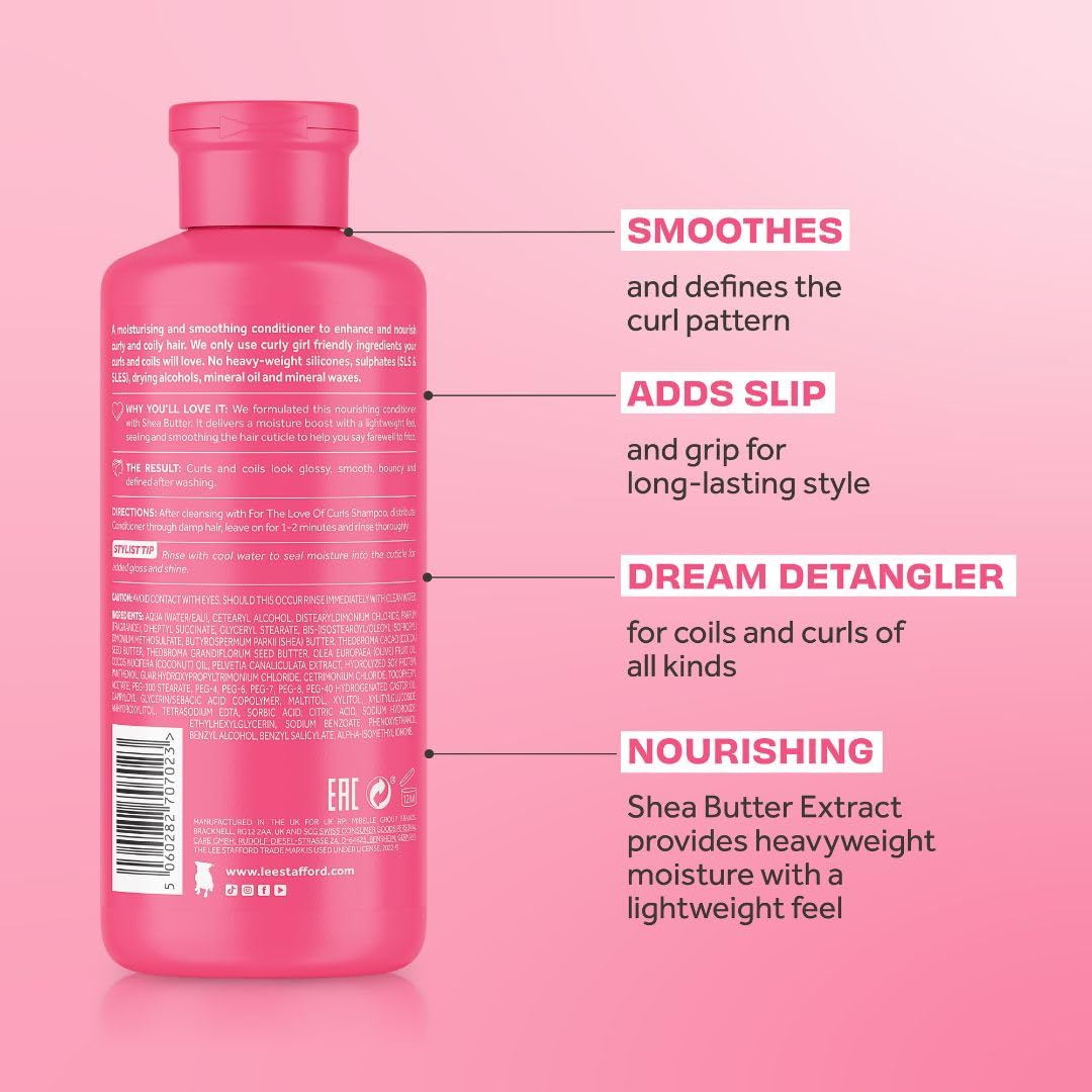 Lee Stafford For The Love Of Curls Conditioner – Anti-Frizz Moisturising Detangler for 2A–4C Hair (16.9 oz)