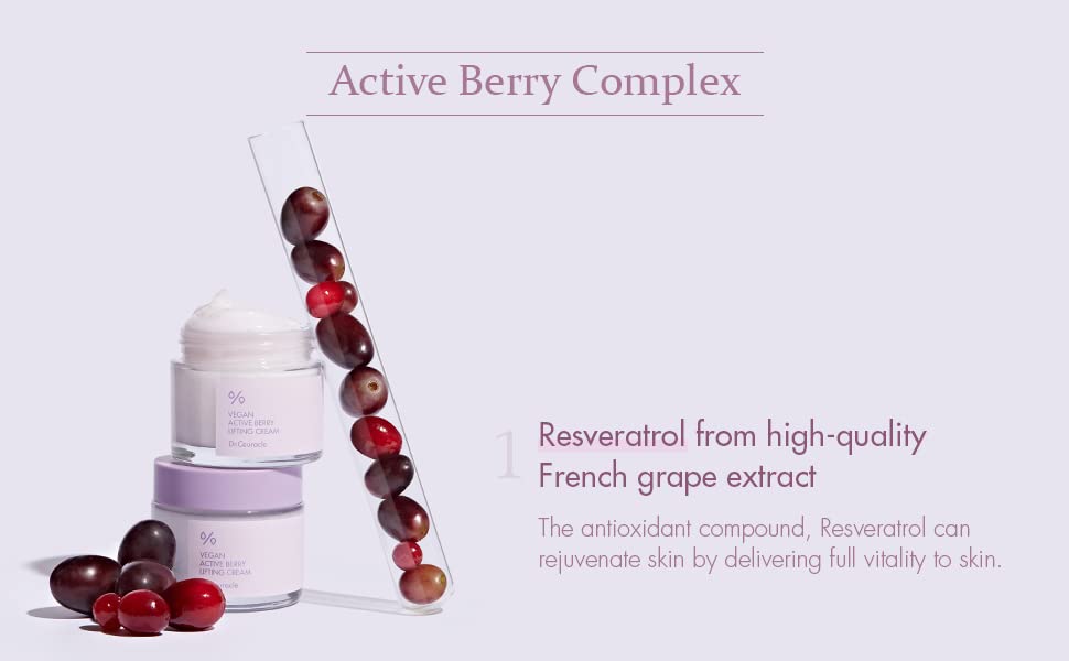 Leegeehaam Dr.Ceuracle Vegan Active Berry Lifting Cream – Antioxidant Moisturizer with Resveratrol Capsules & Cranbetinol