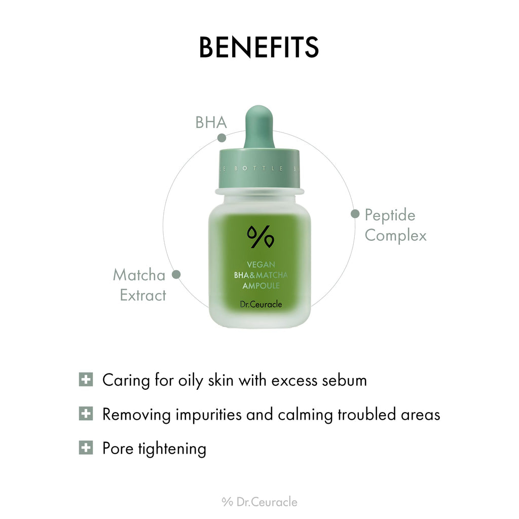LeeGeeHaam Dr.Ceuracle Vegan BHA & Matcha Ampoule – Gentle Exfoliating Serum (30ml)