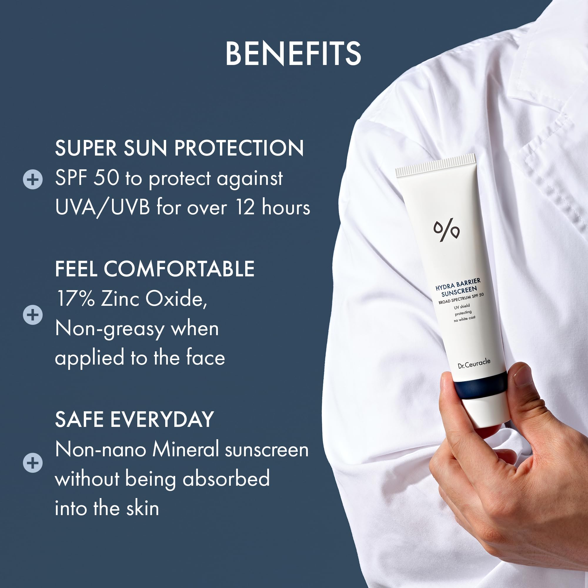 Leegeehaam Hydra Barrier Mineral Sunscreen SPF 50 – Zinc Oxide + Hyaluronic Acid, Dewy Glow