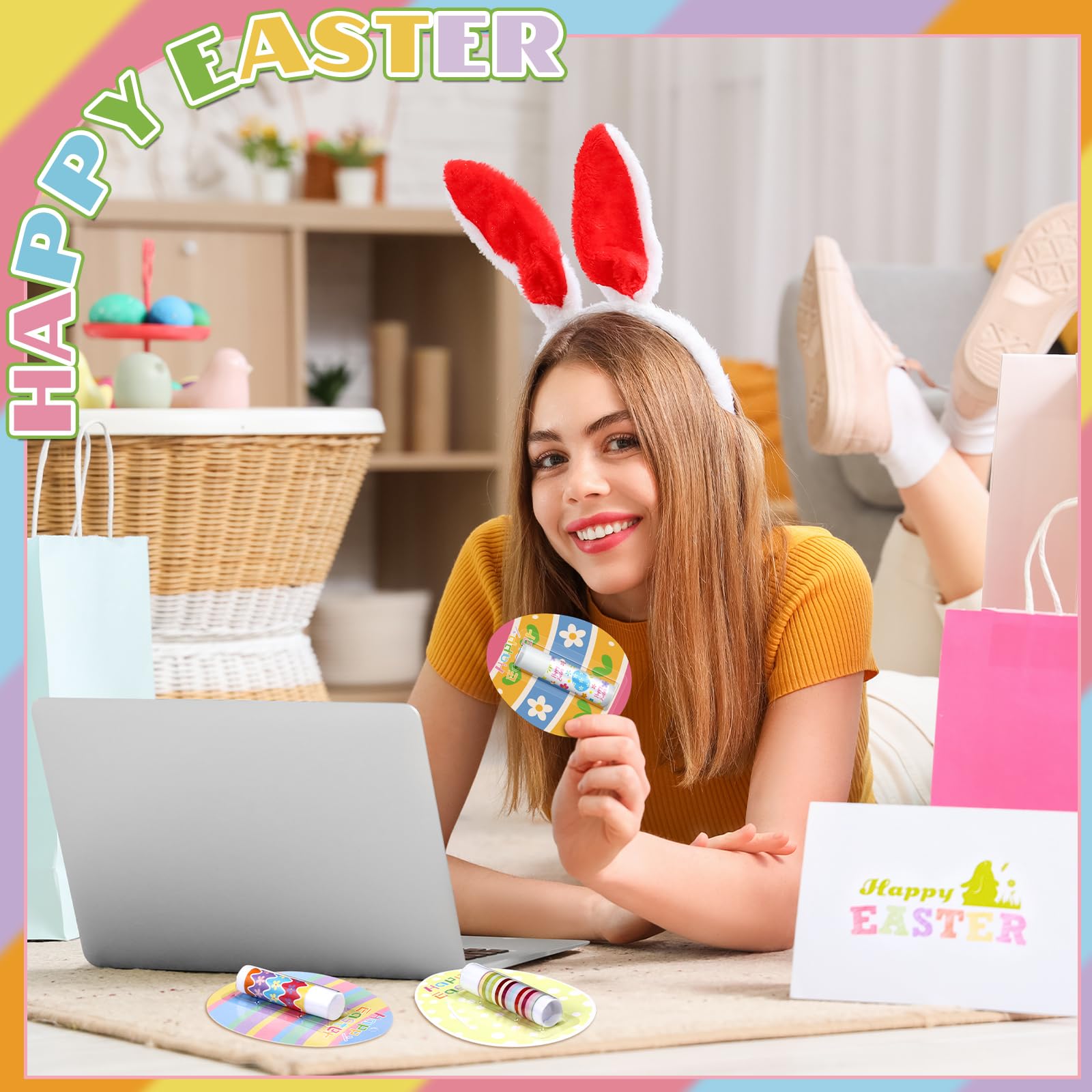 Leelosp 15 Pack Easter Lip Balm Bulk — Natural Moisturizing Lip Balms for Gifts & Party Favors