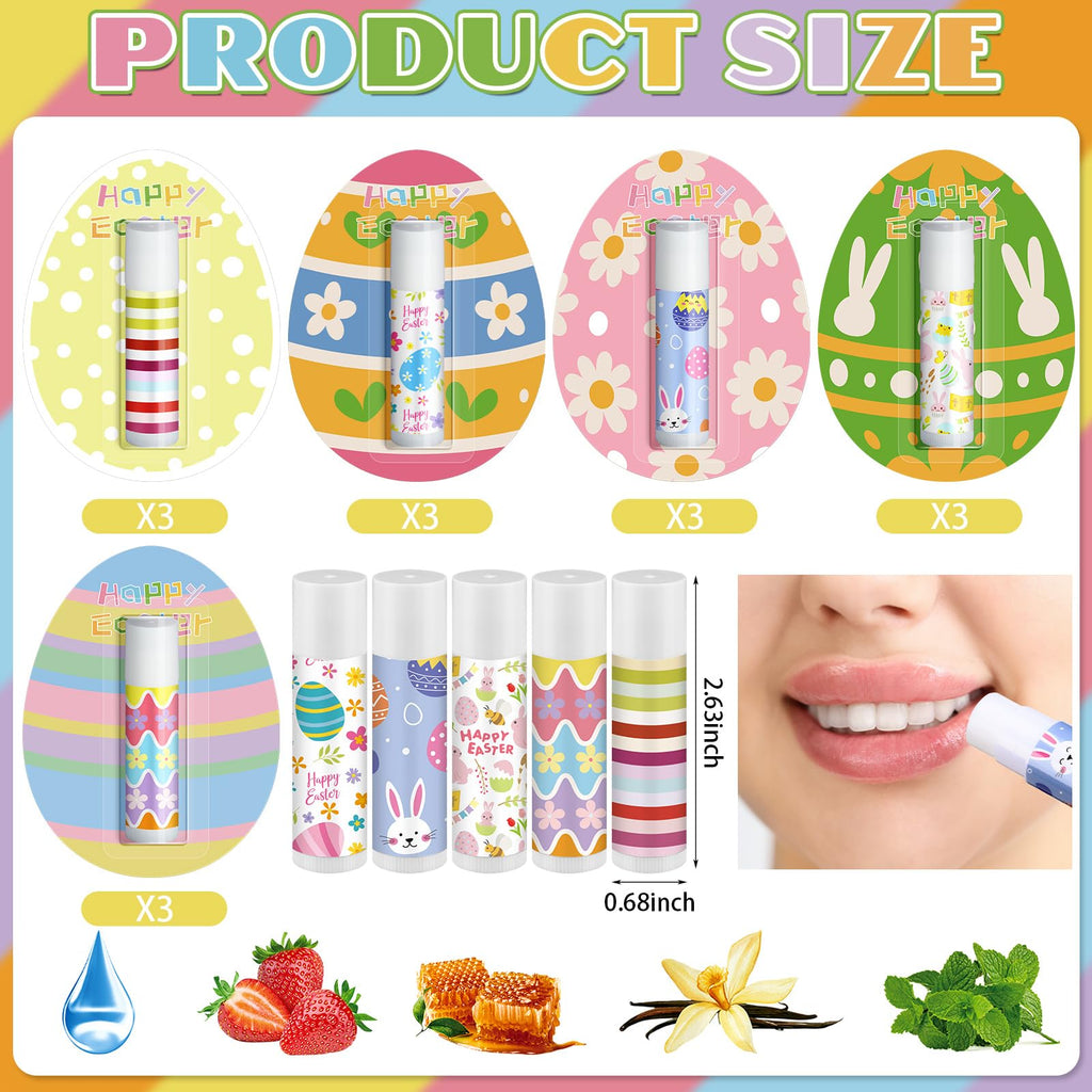 Leelosp 15 Pack Easter Lip Balm Bulk — Natural Moisturizing Lip Balms for Gifts & Party Favors